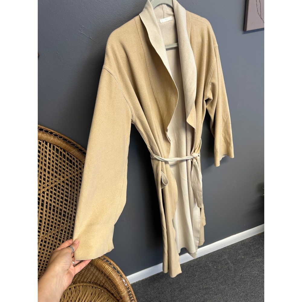 J Crew Robe Camel Cream Knit Long Sleeve Belted Loungewear Women One Size - Picture 2 of 7